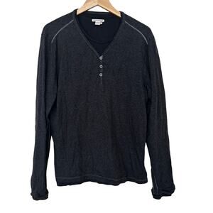 Carbon 2 Cobalt Gray Layered Henley Long Sleeve Shirt Sz M